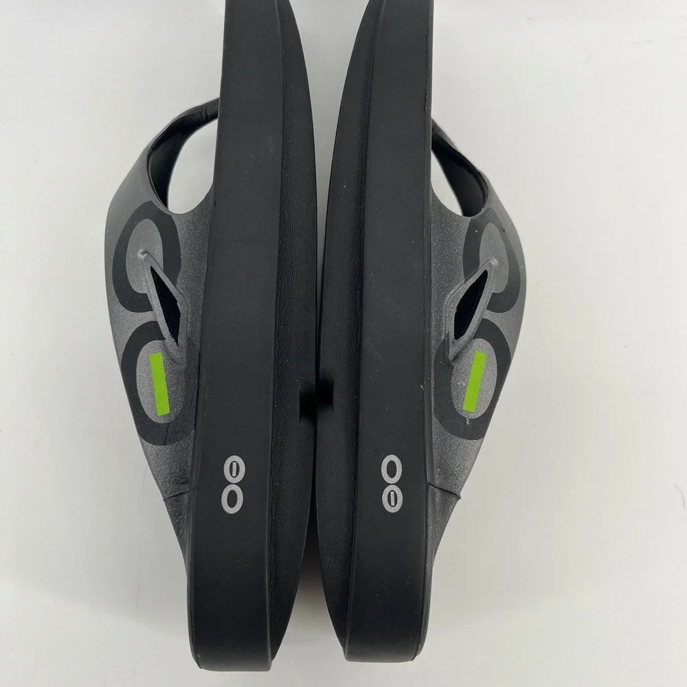 Oofos OOriginal Sport Recovery Sandals Black Graphite Thong Mens 8 Womens 10